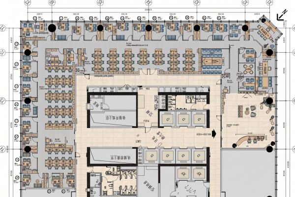 广州珠江新城办公室1286平方米平面布局规划